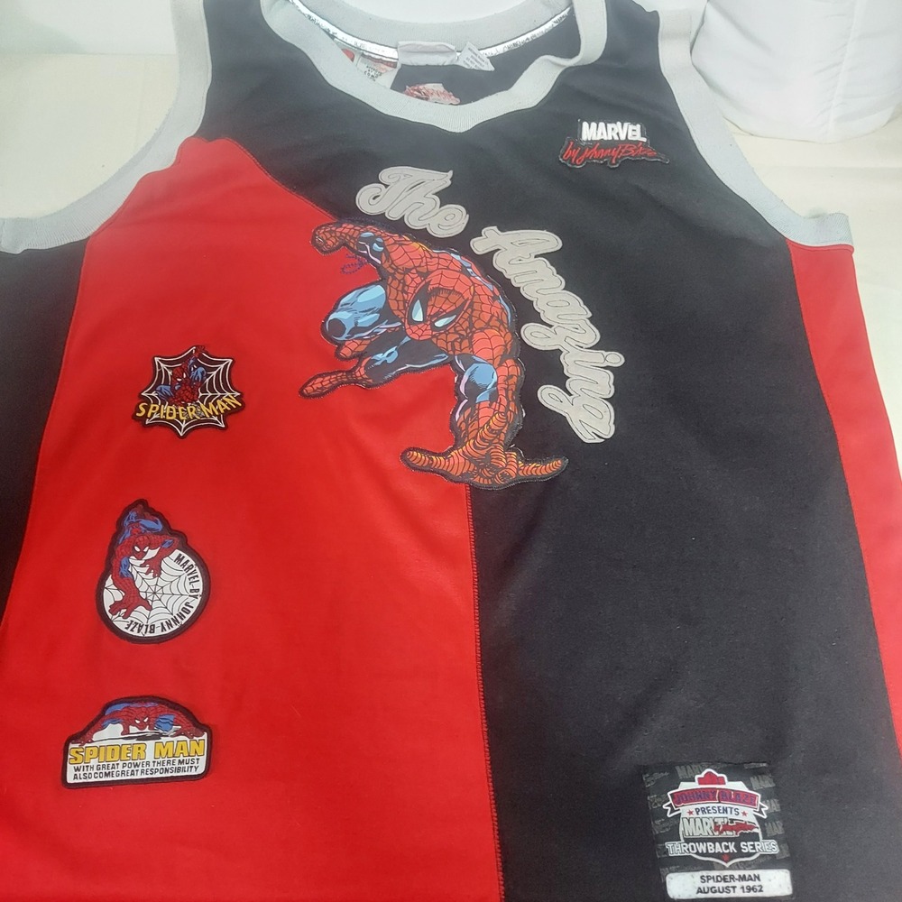 Johnny Blaze Marvel Spiderman Throwback Series Basketball Jersey‎ 2XL Black Red